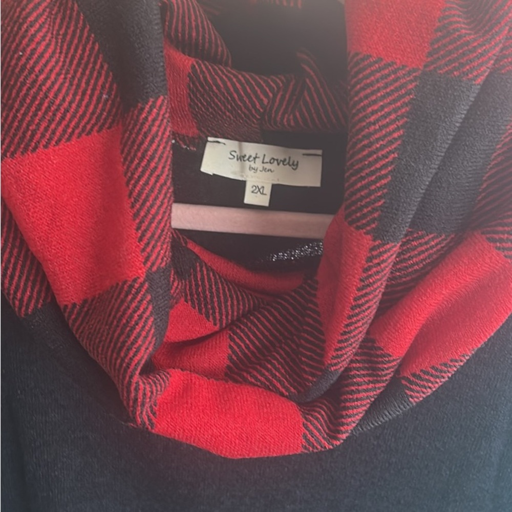 Red and Black Plaid Women's Sweater Dress